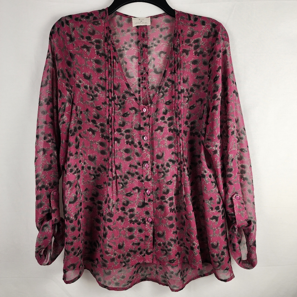 Pins & Needles Long Sleeve Printed Blouse (M)